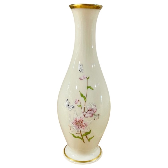 Lenox “Eternal Love” Porcelain Vase 1980’s Limited Edition Gold Rim Birds Floral - Picture 4 of 7